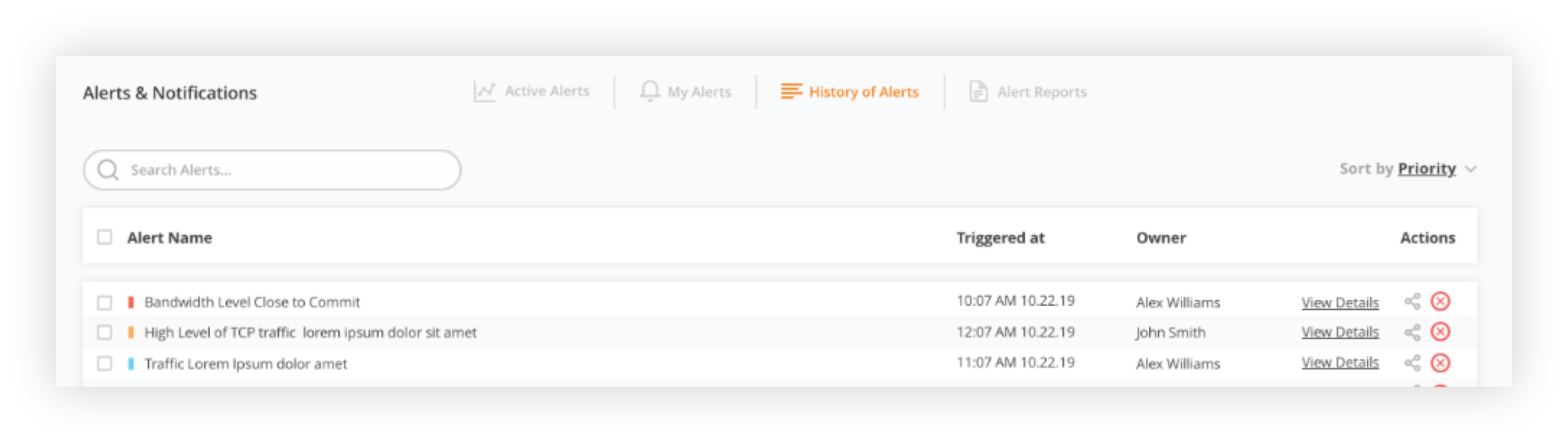 history of alerts