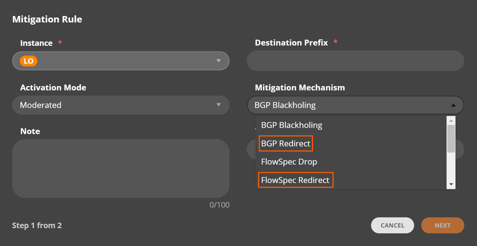 irp 1.1.1 bgp redirection