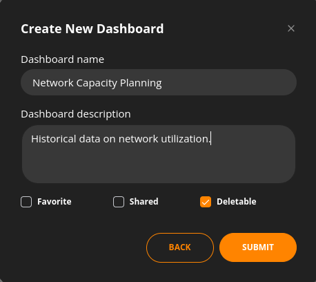create new dashboard
