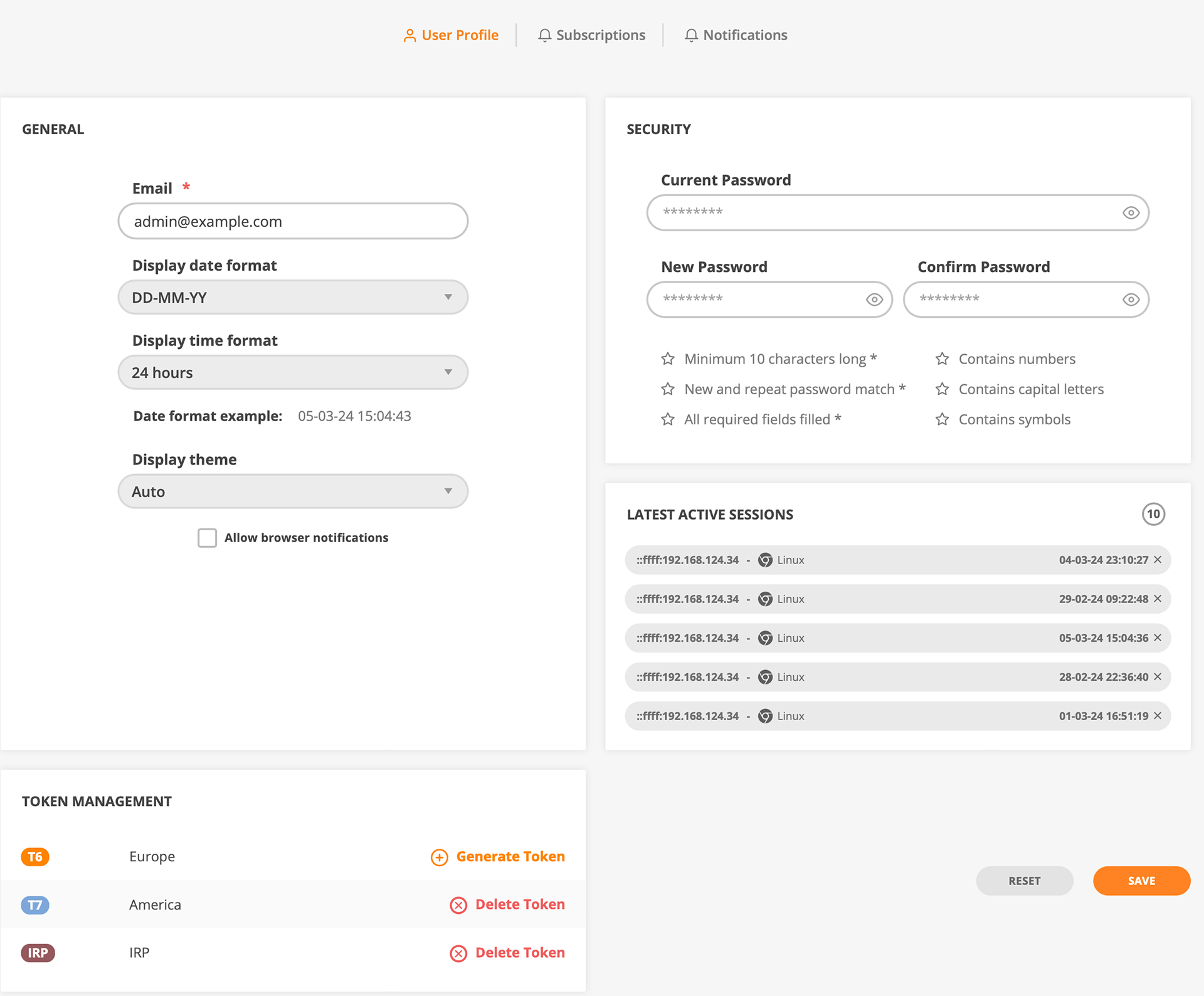 GMI User Profile