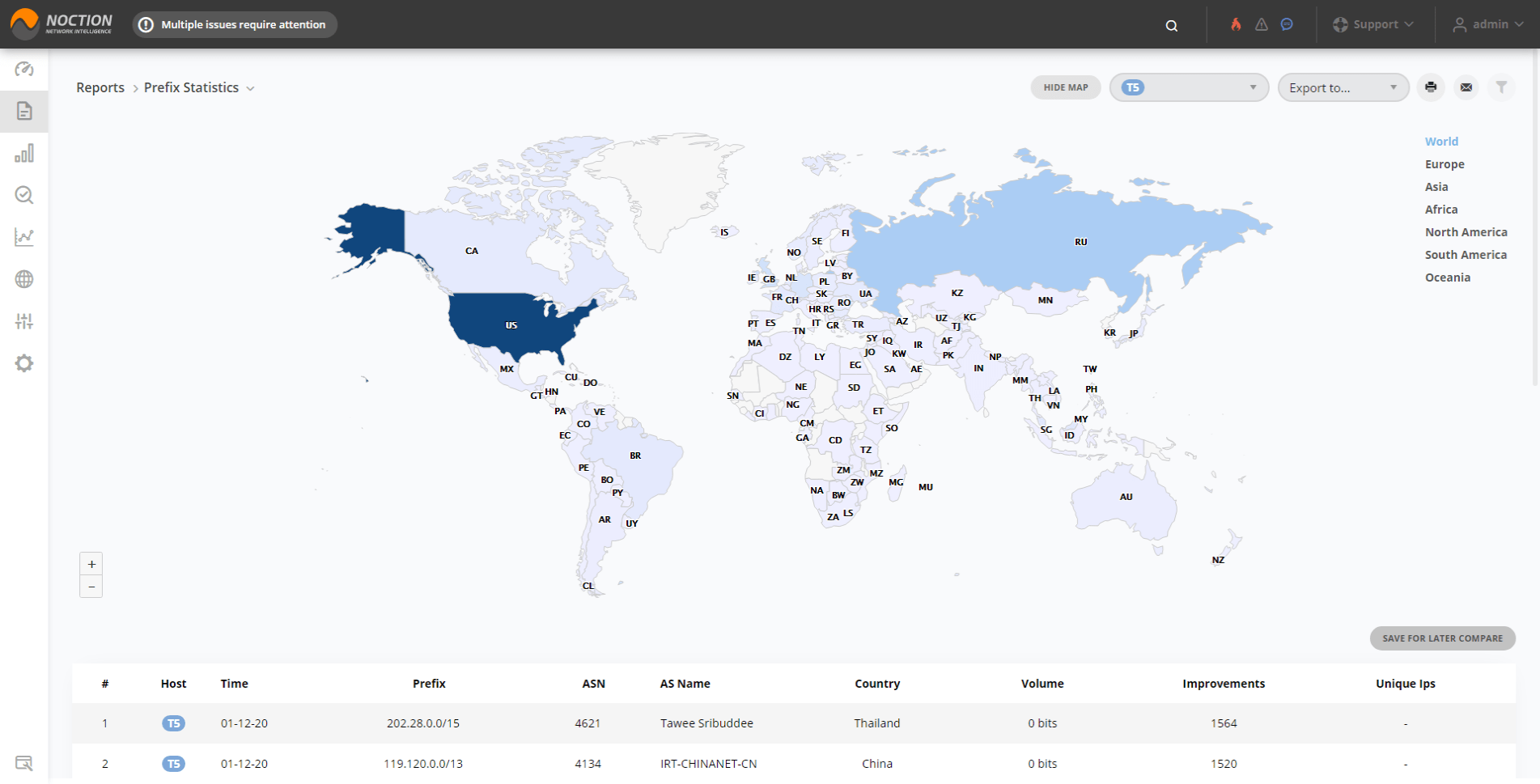 GMI Reports Prefix Statistics Map